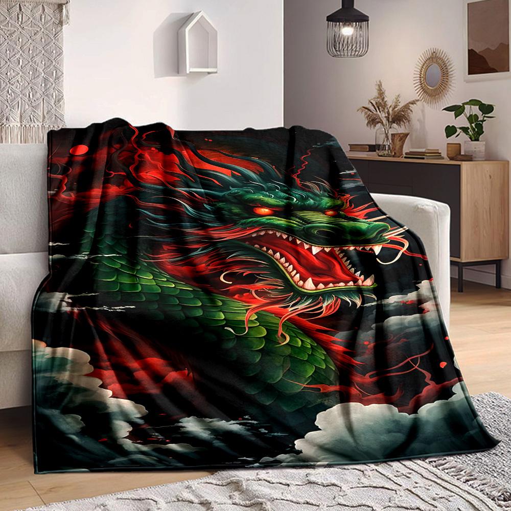 1pc Dragon Fantasy Blanket, Lightweight Flannel Throw Blanket for Sofa, Bed, Travel, Camping, Living Room, Office, Couch, Chair, a0922077