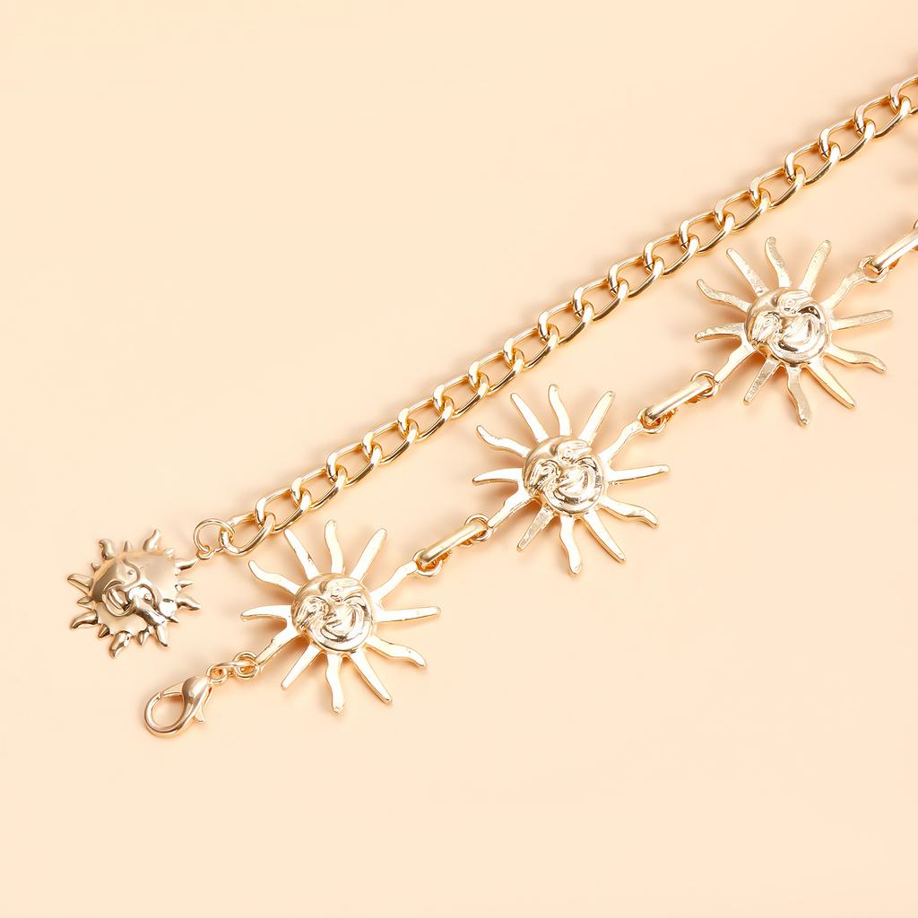 Metal Smiling Face Sun Waist Chain - Body Chain For Waist Accessory