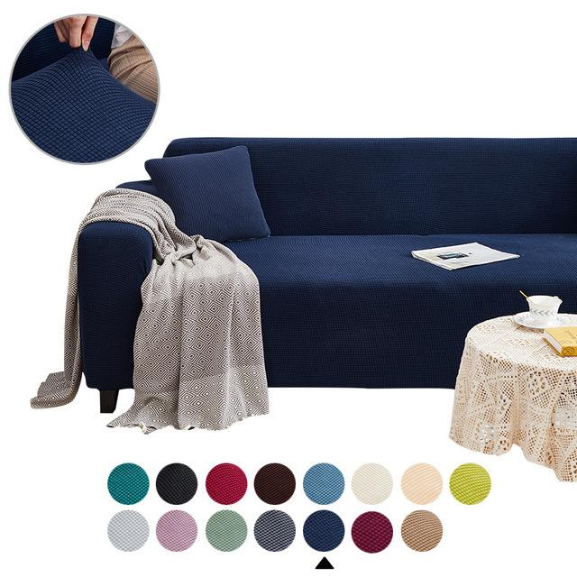 Living Room Sofa Cover Solid Color Elastic Sofa Cushion Thickened Polar Fleece Four Seasons General Furniture Protective Cover for Home