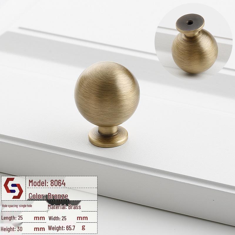 Vintage Brass Handle for Wardrobes, Cabinets, Drawers, and French Doors - Single Hole Light Luxury Style Furniture Hardware