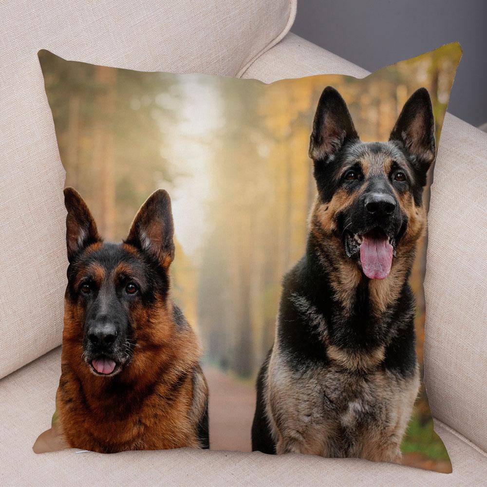 Home Decor German Shepherd Pillow Cover Sofa Cushion Pet Animal Polyester Printed Funda De Almohada
