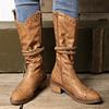 Fashion Women's Long Boot Retro Pointed Toe Knight Boots Shoes Autumn Winter Medium Thick Heel Fashion Belt Buckle Femme Shoes Size36-42