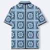 Casual Button Down Shirt for Men Vintage Knitted Golf Beach Collared Shirts Tops Crochet Hollow Out Summer Vacation Top Men's Knit Short Sleeve Shirt