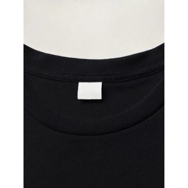 European Size Boys Black T Shirt Casual Summer Fashion with Pink Letter Print Comfy Short Sleeve Crew Neck