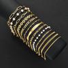 13pcs Fashion Geometric Pearl Bracelet Set for Women Simple Boho Gold Color Twist Smooth Chain Design Bracelets Elegant Jewelry