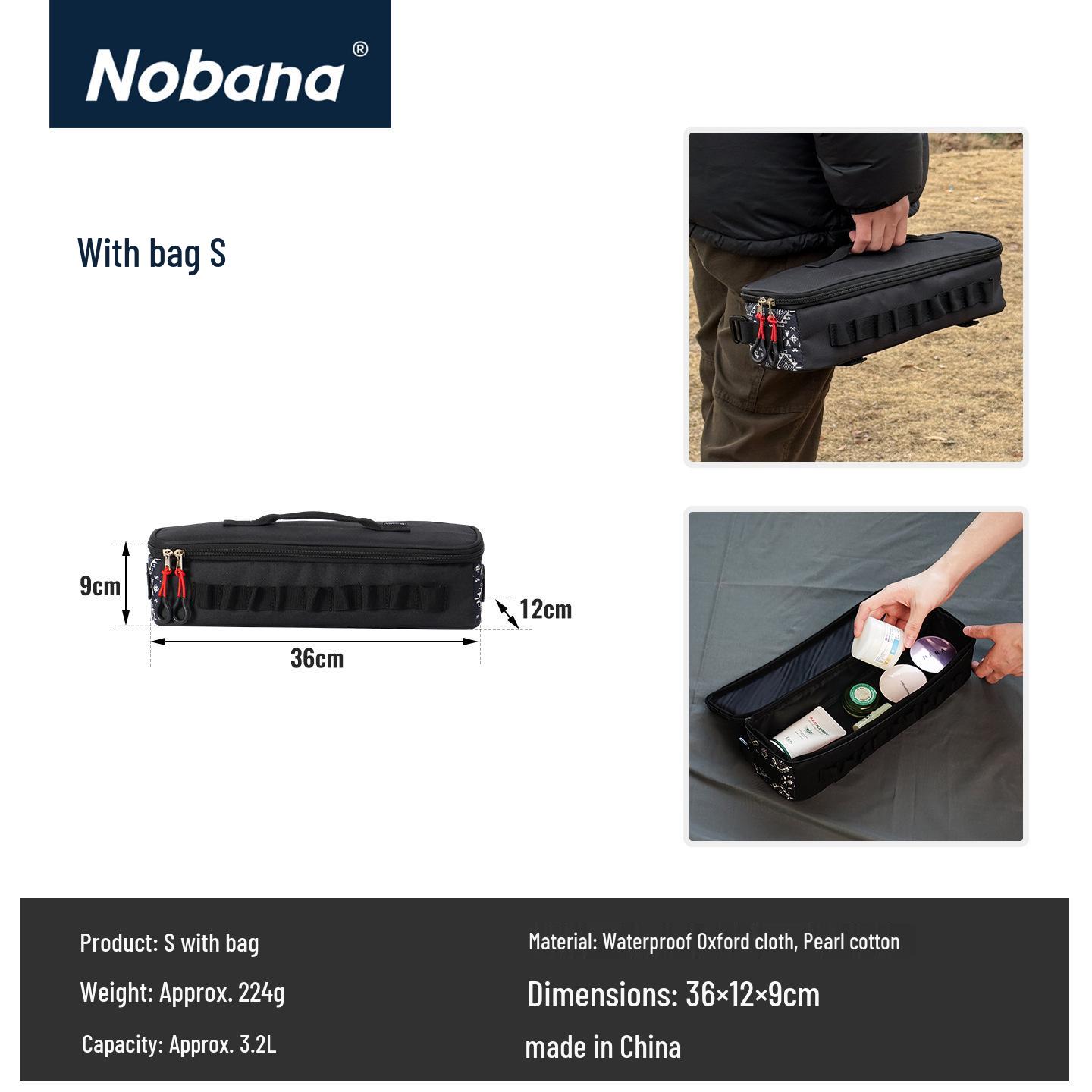 CLS Outdoor Aluminum Folding Table with Multi-functional Side Hanging Tool Bag and Storage Basket