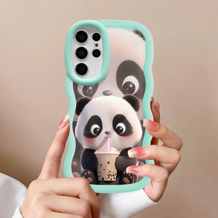 Cute Panda Case for Samsung Galaxy S25 S22 Ultra A26 S23 Plus S21 S20 FE S24 A25 Soft Phone Cover A55 A35 A54 A24 A36 A34