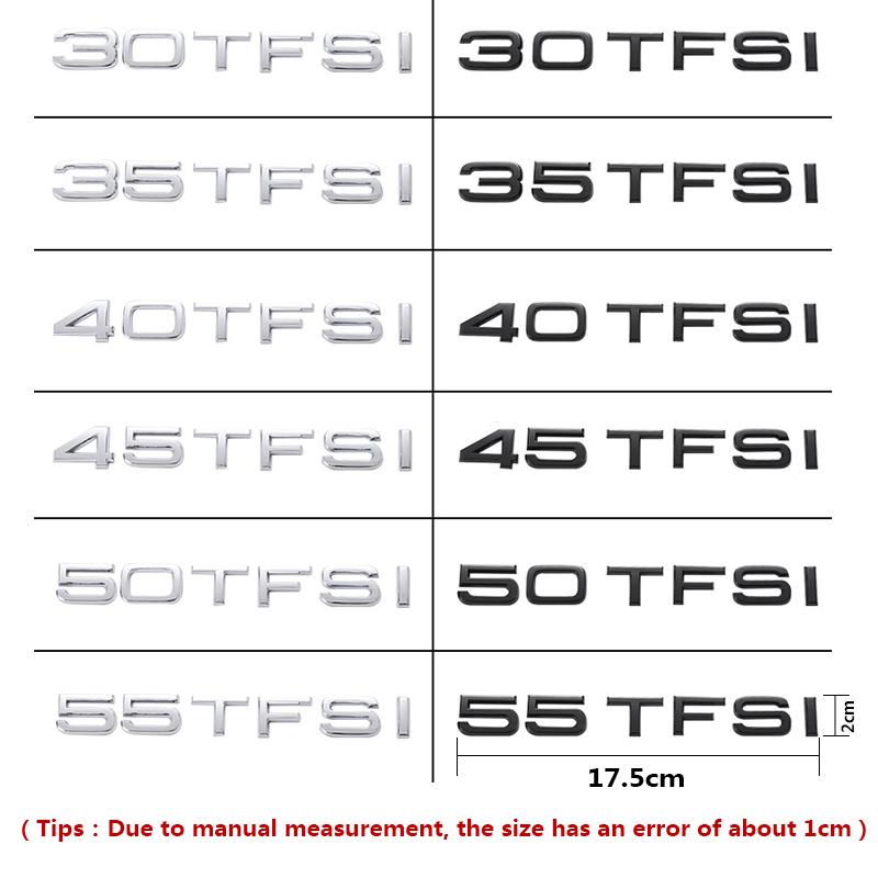 Badge Logo 3D ABS 30 35 40 45 50 55TFSI Lettere Auto Emblema Baule Adesivi Per Audi Q3 Q5 Q7 A5 A6 A7 A8 A1 A2 A3 A4 Accessori