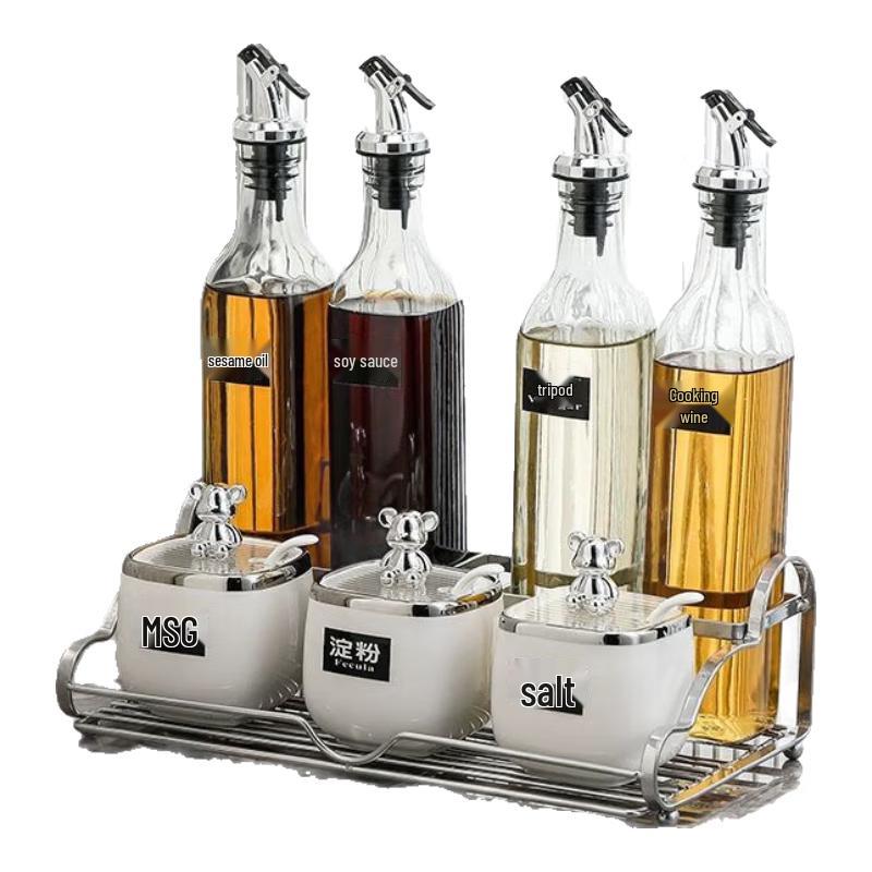 Light Luxury Silver Glass Kitchen Seasoning Set