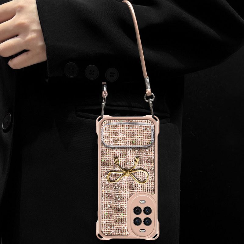 The bow is suitable for Huawei nova15 mobile phone case nova14 bracket nova13/12 lanyard 10/11 anti-drop case.