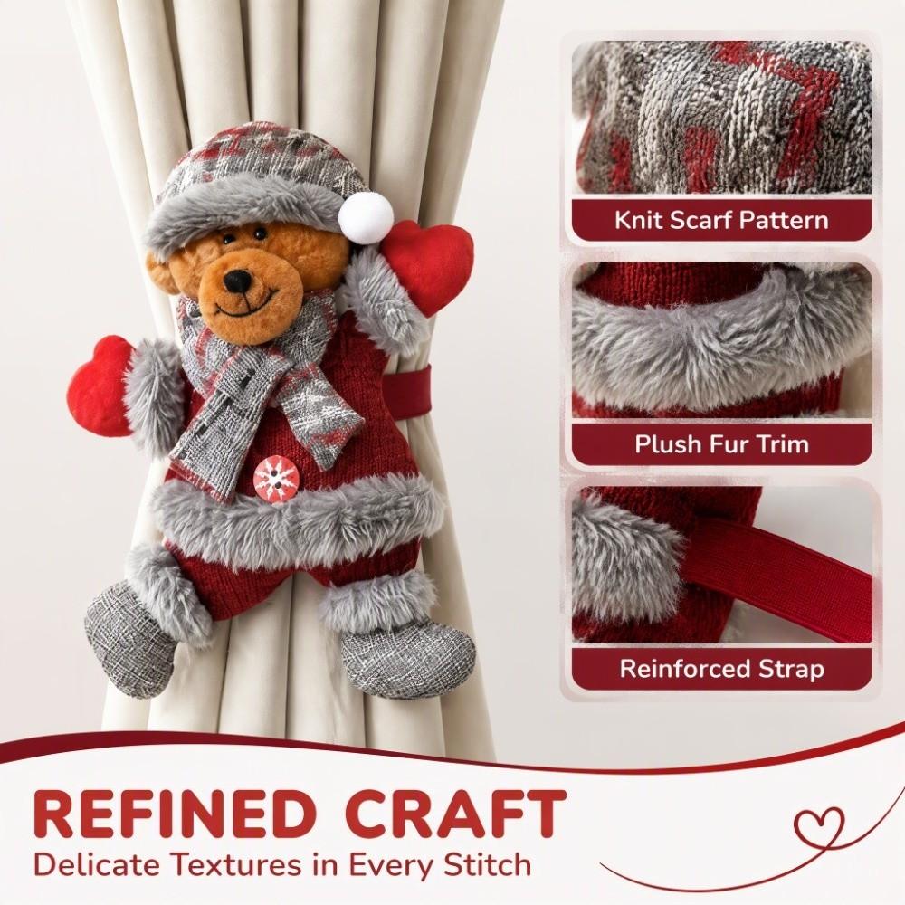 2pcs Cute Christmas Doll Curtain Tiebacks Creative Curtain Fixer Snowman Curtain Strap New Year