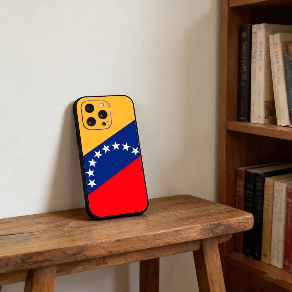 

Venezuelan Flag M-Map Phone Case For iPhone 17,16,15,14,13,12,11 Plus,Pro Max,XS,Soft Silicone Black Cover iPhone17