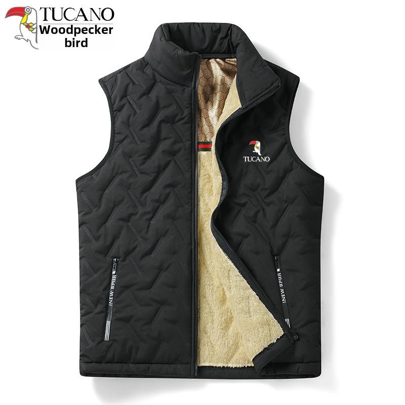 Woodpecker Herren-Weste mit Fleece-Futter und Stehkragen - Herbst/Winter 2025, Unifarben, für mittleres und älteres Alter.
