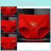 Luxurious Women's Cotton Mid Waist Underwear With Festive Gold Printing For Comfort