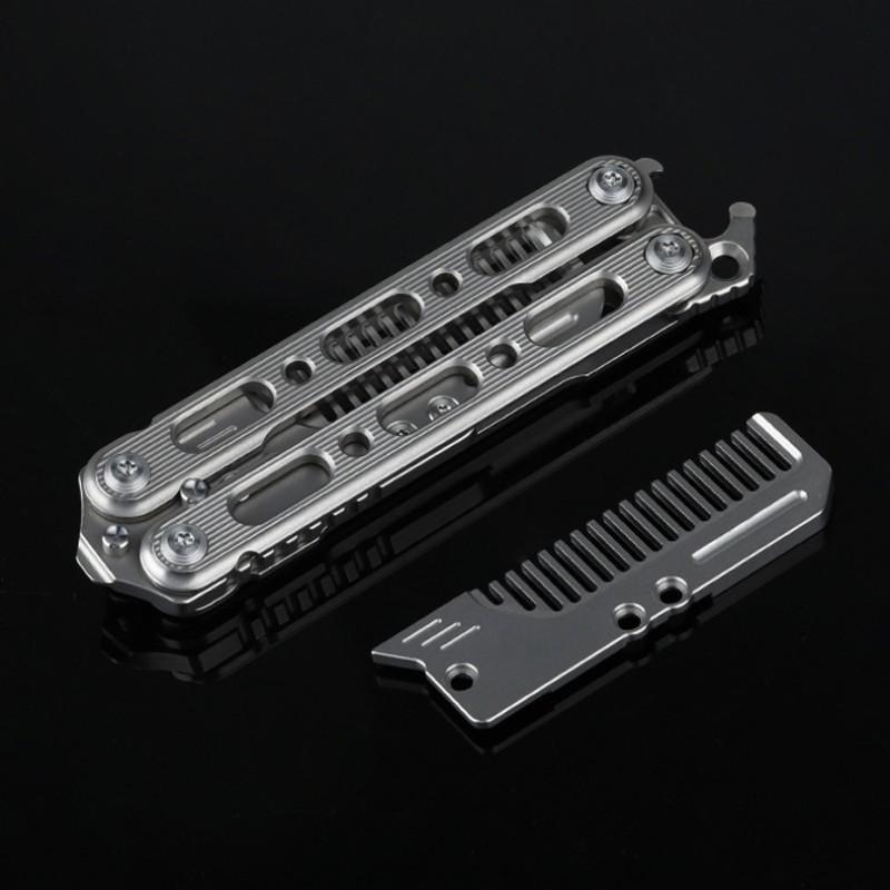 TC4 Titanium alloy Butterfly comb fold handmade knife beginner Unblocked blade butterfly training knife