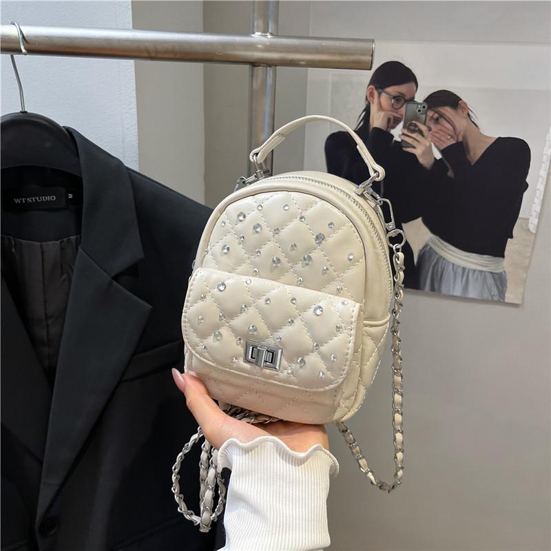 Exquisite mini backpack bag women's new fashion diamond chain bag versatile travel small backpack