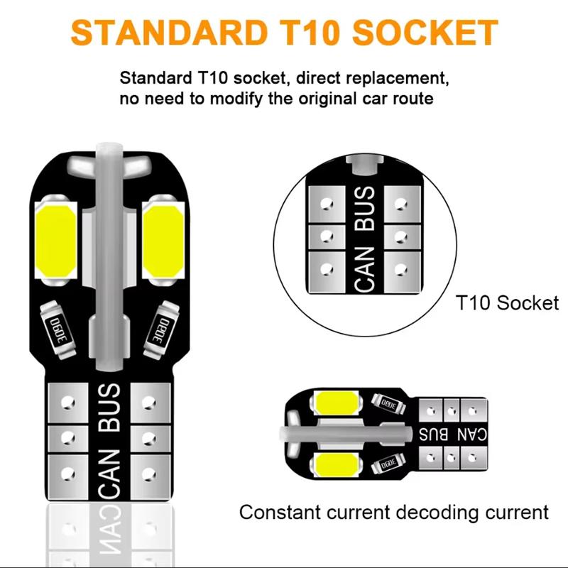 10pcs W5W Led T10 168 194 Signal Lamp Canbus 4014 26SMD For Car Interior Map Dome Lights Parking Position Lights White 6000K