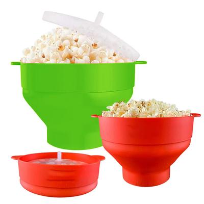 Silicone Microwave Popcorn Popper BPA Free Collapsible Popcorn Bowl Microwavable Pop Corn Maker with Lid Dishwasher Safe
