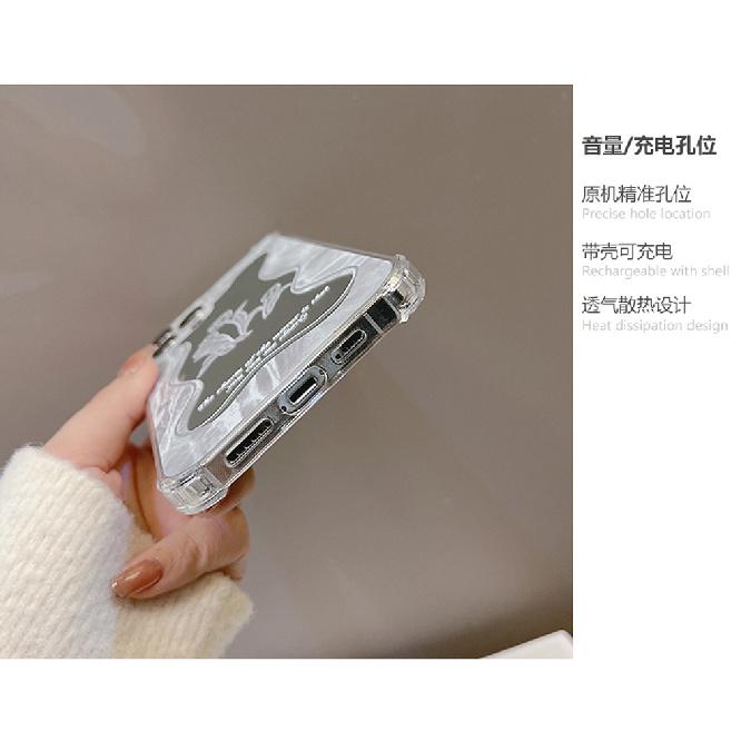 Minimalist floral mirror case for iPhone 16 Pro Max, iPhone 17, iPhone 15, iPhone 11, iPhone 8 Plus, and iPhone X