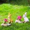 Creative Solar Rabbit Statue Cute Bunny Statue Lamp Animal Sculptures Light  Villa