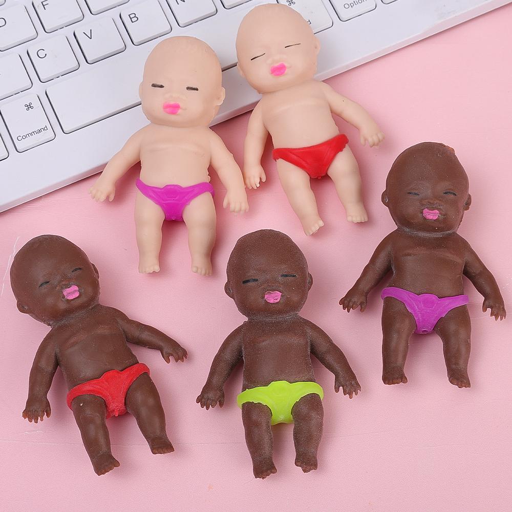 Mini Lalka Dłoń Dziecko Ściskana Zabawka Radości Urocza Symulacja Lalka Afrykańska Ściskanie Twarzy Zabawka Powoli Odbijająca Rekwizyt do Odprężenia i Uwolnienia dla Dorosłych