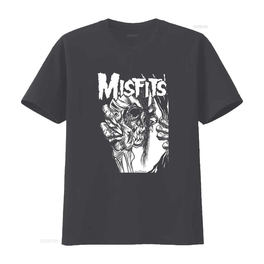 Misfits Pushead Eyeball Black and White T Shirt Mens Licensed Rock N Roll Music Retro Design vintage Washed Comfortable Stylish