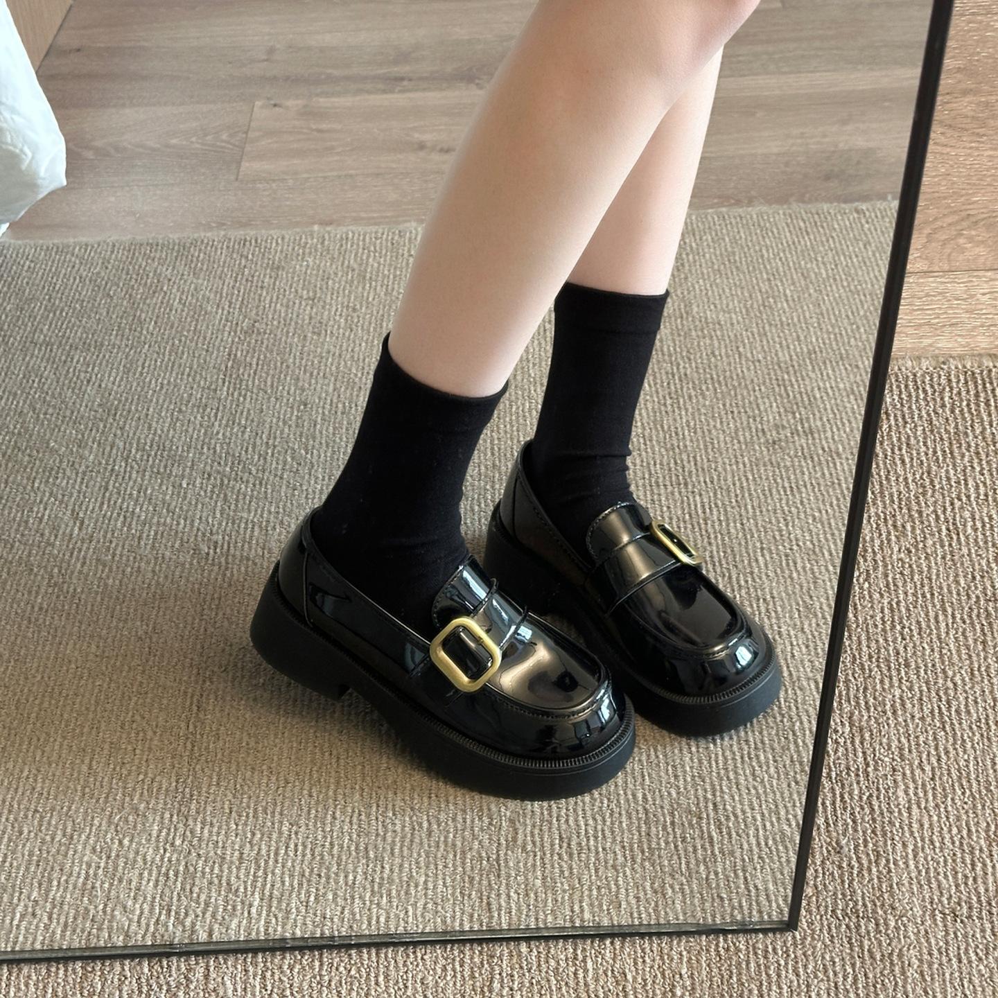 

[Дядя Обувь] Черные Осенние 2025 Мягкая Подошва Новые Лоферы jk Британский Стиль Маленькие Кожаные Туфли Женские Юбка Повседневные 35