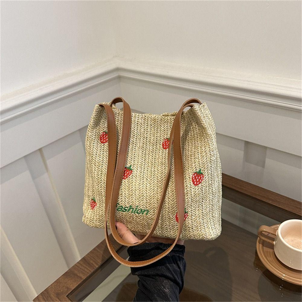 

Rattan Shoulder Bag Woven Tote Bags Cute Big Handbags for Summer Beach