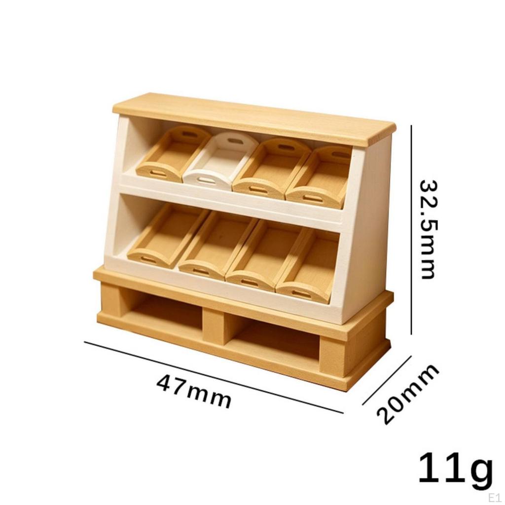 Mini Bread Cabinet Simulation Dollhouse Bakery Shelf Realistic Detail Tiny Display Case for