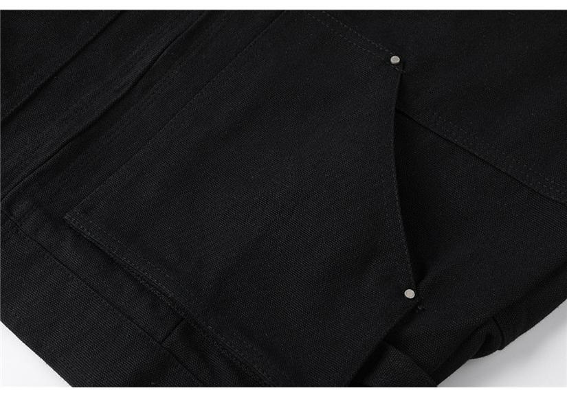 QIYOU 2025 Autumn Unisex Retro Dark Patchwork Double Zipper Workwear Jacket