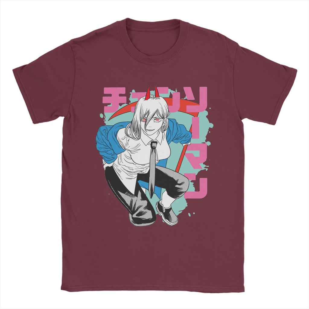 Power Chainsaw Man T-Shirt Men Anime Funny Pure Cotton Tees Crew Neck Short Sleeve T Shirt Graphic Clothing