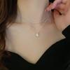Real gold electroplated pearl beaded bow necklace niche versatile commuter collarbone chain fashion high-end jewelry women