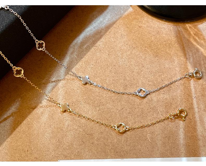 925 Sterling Silver Four-Leaf Clover Openwork Bracelet - Simple, Elegant & Versatile for Women