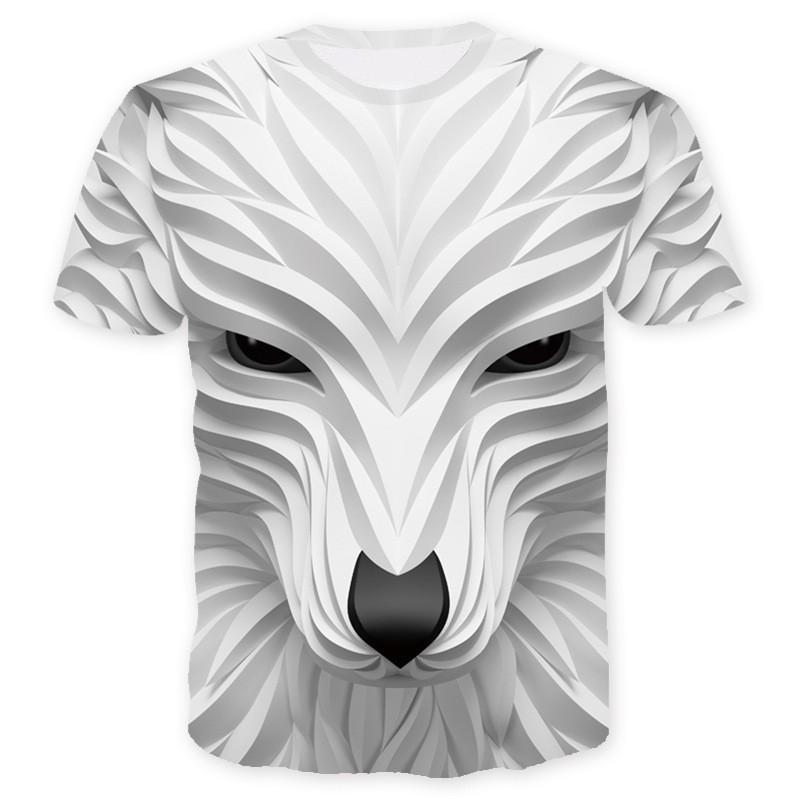 3D Digital Printed Animal Fox Print Men's Short Sleeved Casual Sports T-shirt