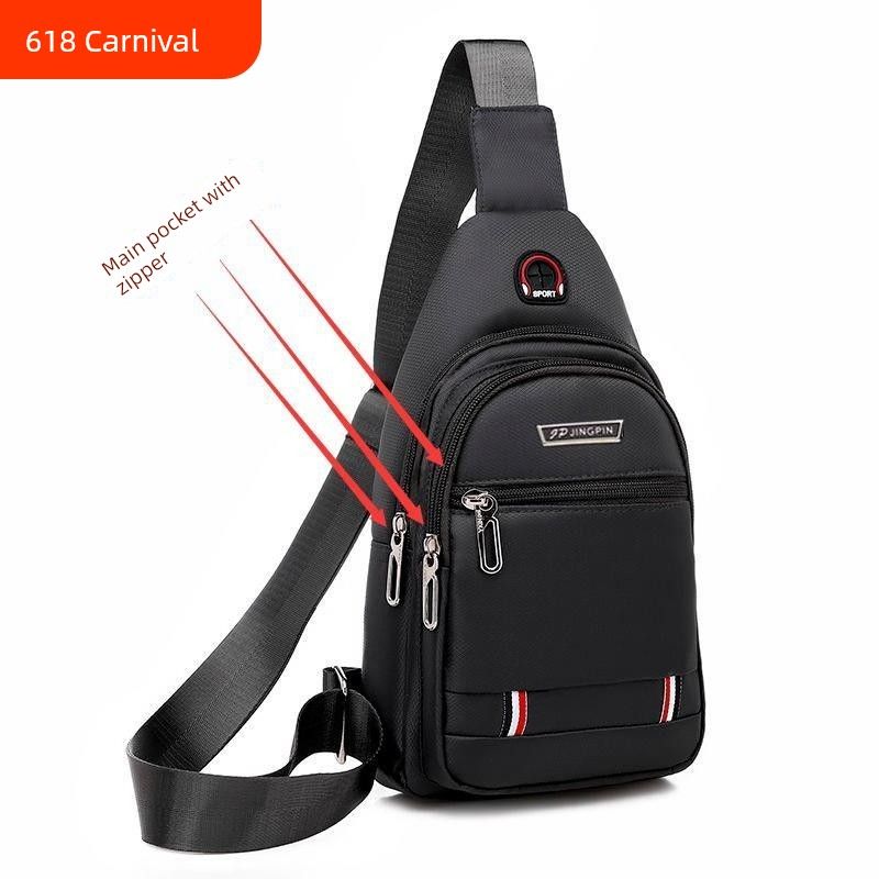

Men One Shoulder Waterproof Oxford Cloth Trendy Casual Chest Bag Best Selling + Reinforcement + [Black]]