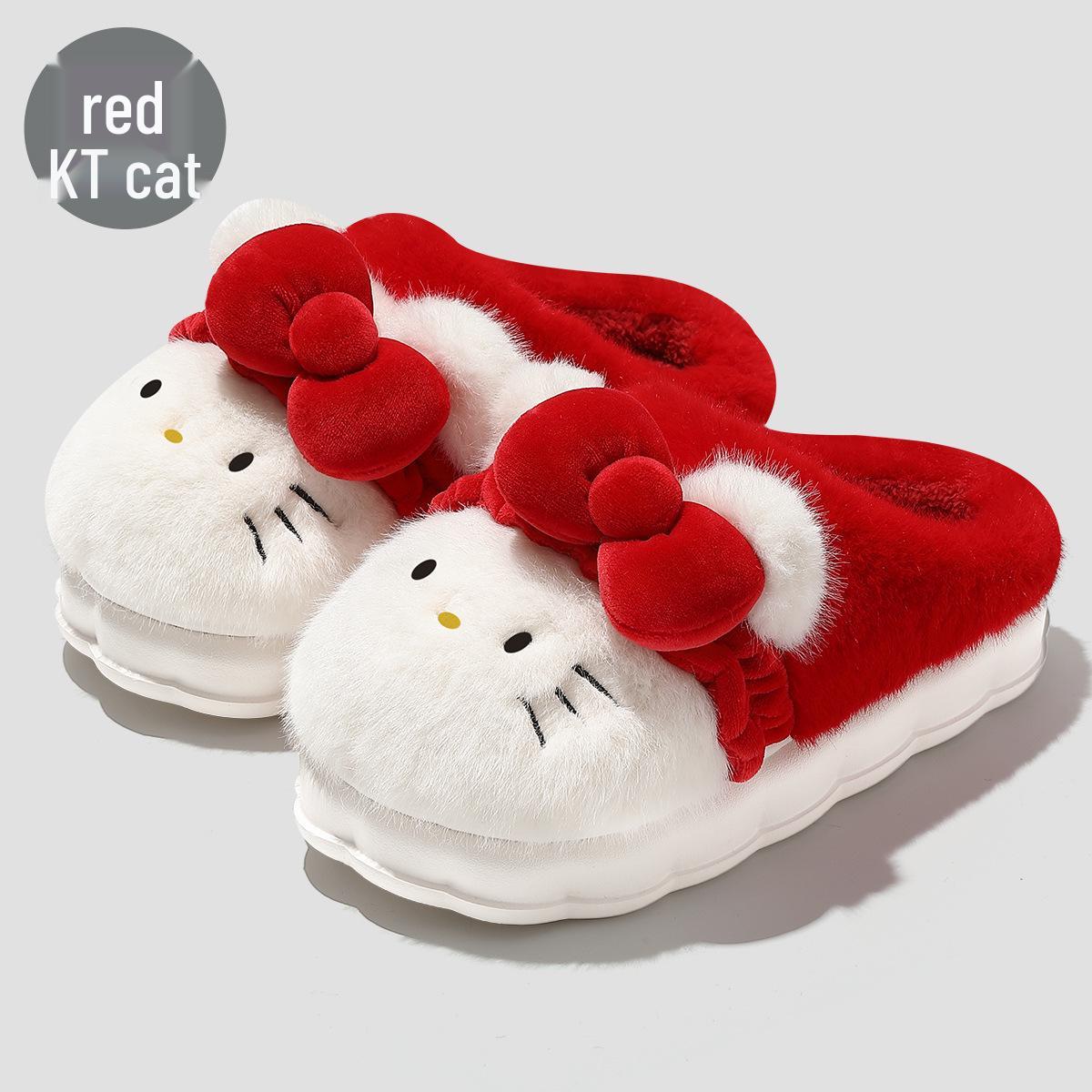 

Женские зимние пушистые тапочки Sanrio - Мультяшный дизайн, Толстая подошва, Плюс вельвет, Теплые домашние полутапочки 40-41 fits 39-40