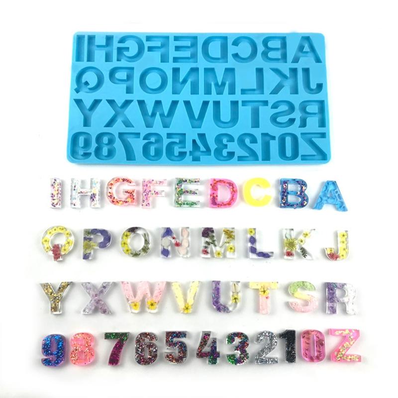 Handmade Necklace Earrings UV Resin Mold English Letters Numbers Pendants Silicone Molds Alphabet Keychain Casting Mold