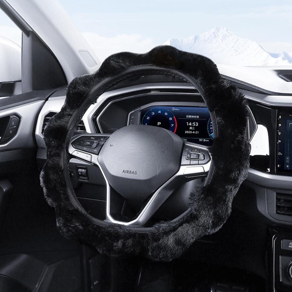 Capa de Volante Fofa Rosa Claro Antiderrapante Ajuste Universal Acessório Interior de Carro com Empunhadura Estilosa