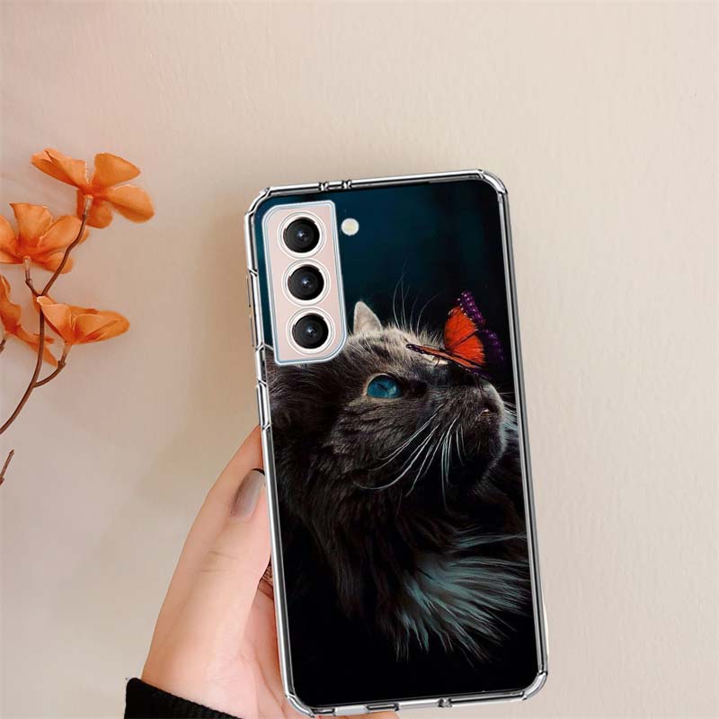 

Butterfly And Cute Cat Clear Phone Cases for Samsung S26 Ultra Galaxy S25 Edge S24 S23 FE S21 Plus S20 S22 S10 Cover Patterned C Samsung S26 Plus 5G