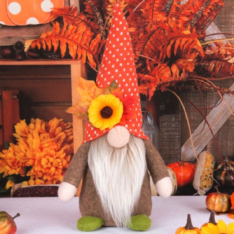 Fall Gnomes Decoration Swedish Gnomes Ornaments with Maple Leaf Thanksgiving