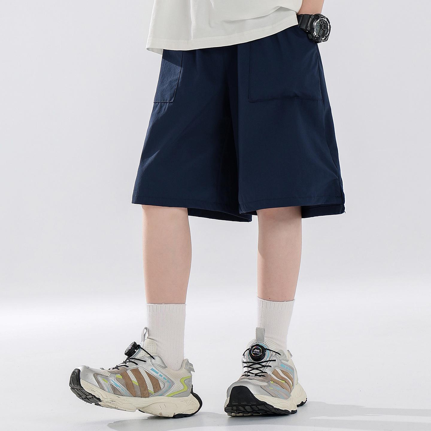 Kids Quick-Dry Summer Shorts - Lightweight, Loose, Elastic Sports Pants for Trendy Boys 120 тёмно-синий