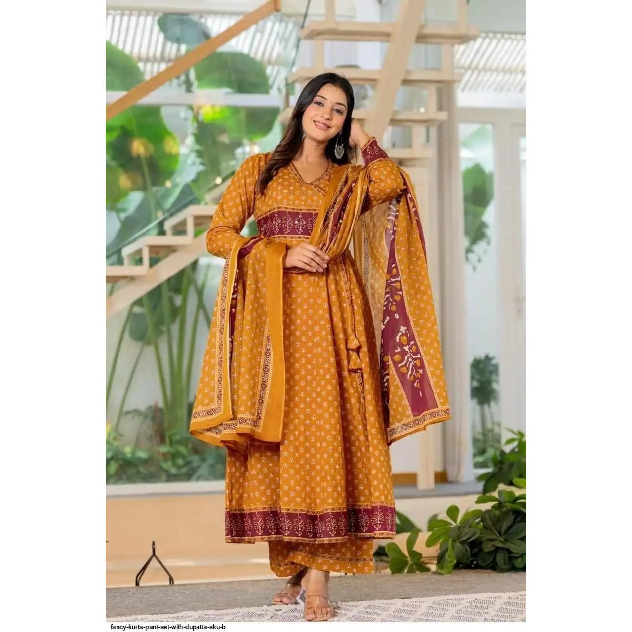 Bollywood Designer Anarkali Suit Indian Wedding Wear Kurta Pant Dupatta Set M-38 горчичный