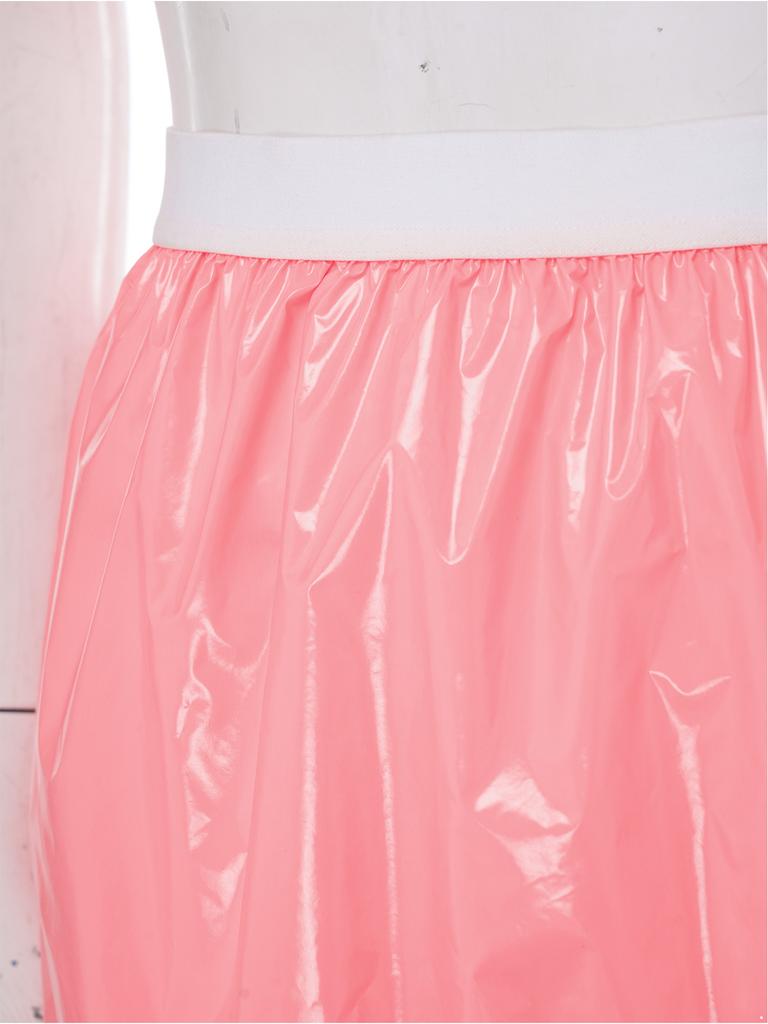 S-3XL Donna Impermeabile Lucido Crop Top Manica Corta Pullover Vinile T-shirt per Costume da Bagno Rave Clubwear Esigenze Speciali