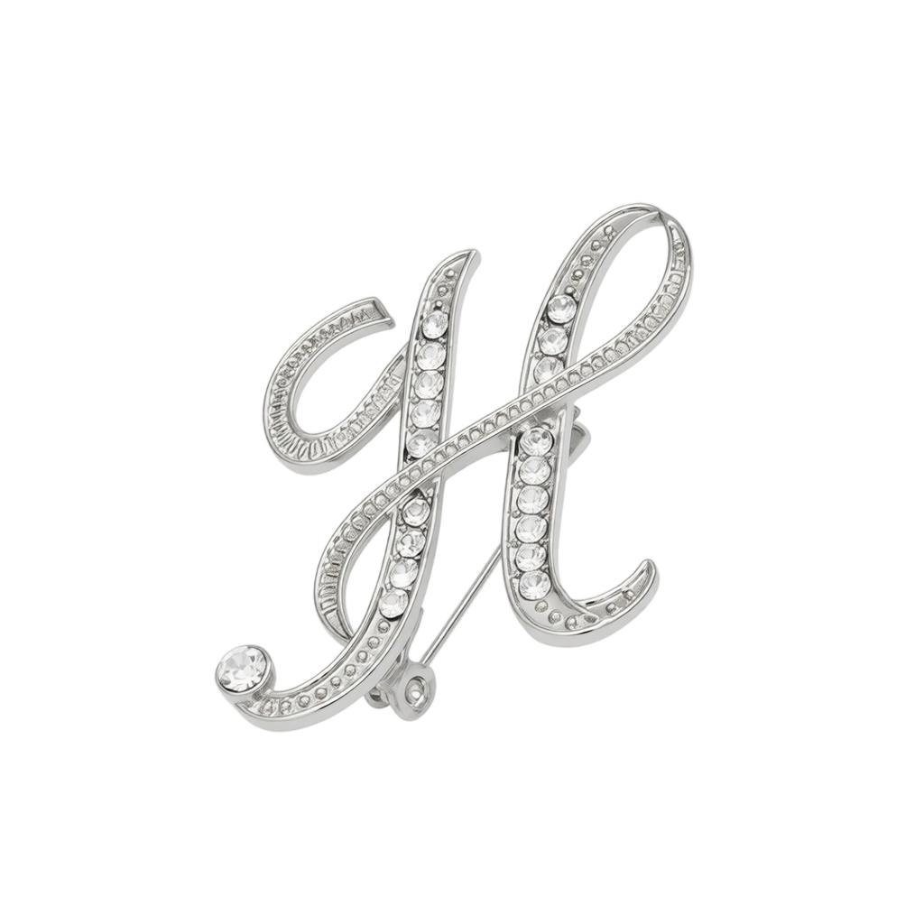 Alloy Letter Brooch with Embedded Crystals Elegant Alphabet Pin Suitable for Formal and Casual Wear Stylish Metal Letter Accessory