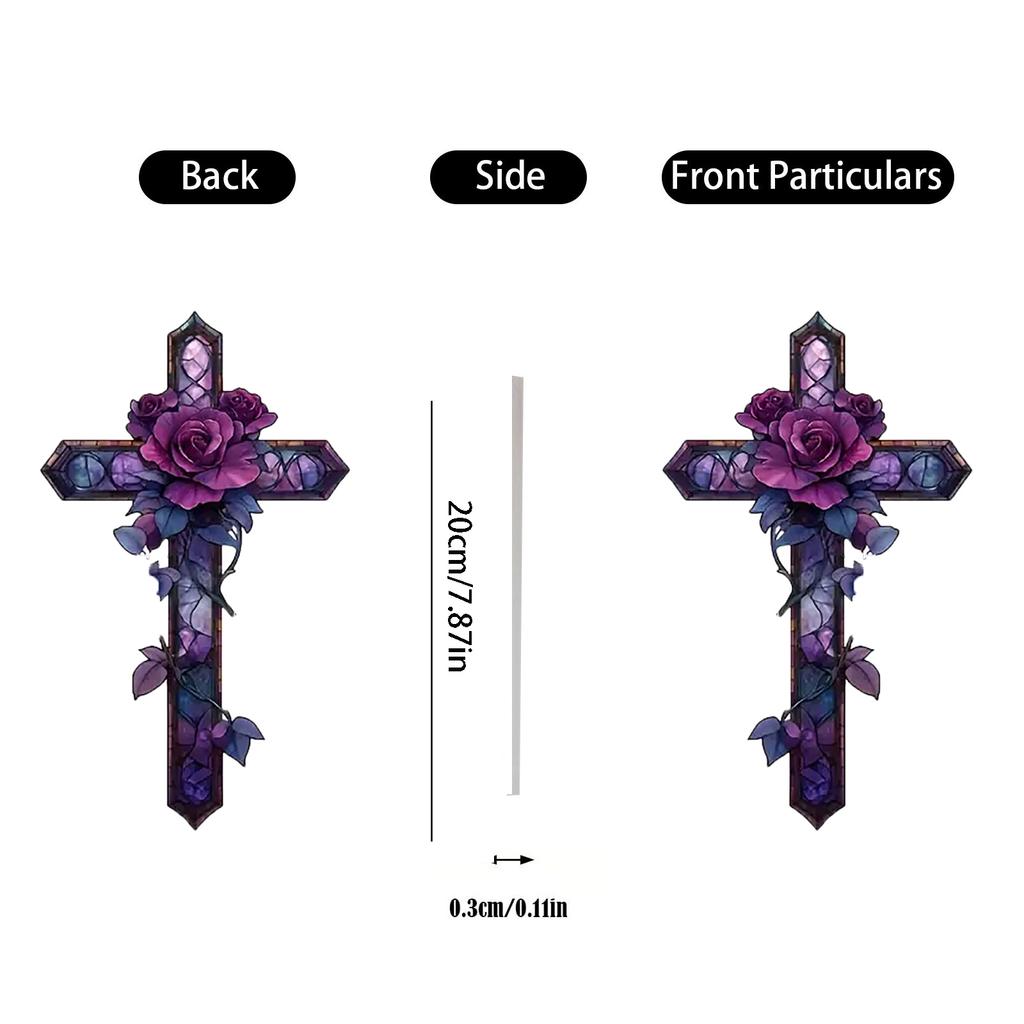 Décoration Suspendue Attrape-Soleil Croix Rose Violette