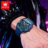 OLEVS Man Watch Fashion Silicone Strap 24 Hour Moon Phase Waterproof Chrono Men's Wrist Watch Original Quartz Watch for Men 2942
