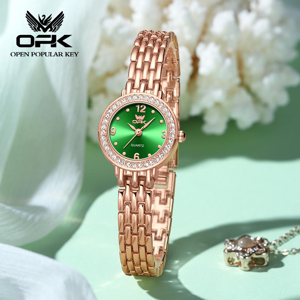 OPK Montre pour femme Classique Simple Élégante Montre de Marque à Quartz Montre à Lunette Diamant pour Femme Montre Étanche