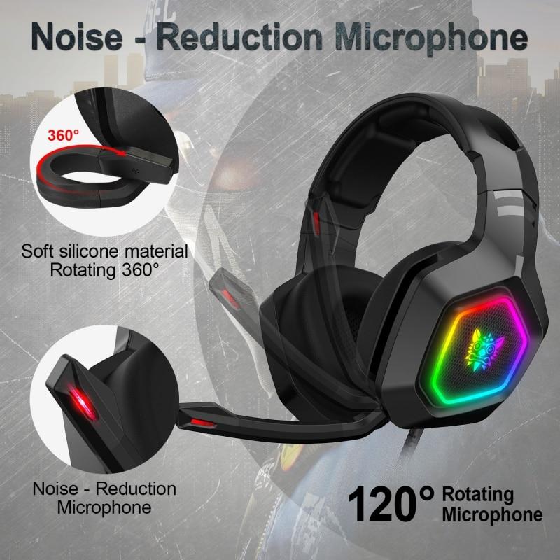 K10 Head-Mounted Professional Gaming Headset RGB Colorful Lighting Mic PC Phone PS4 XBOX Switch Gamer Wired Headphone