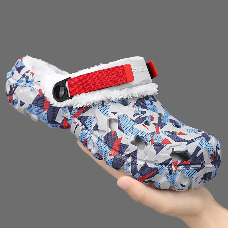 Fashion Winter Slippers Men outdoor Warm Shoes Non Slip Cotton Casual Clogs Slip on House Floor Slippers for Men