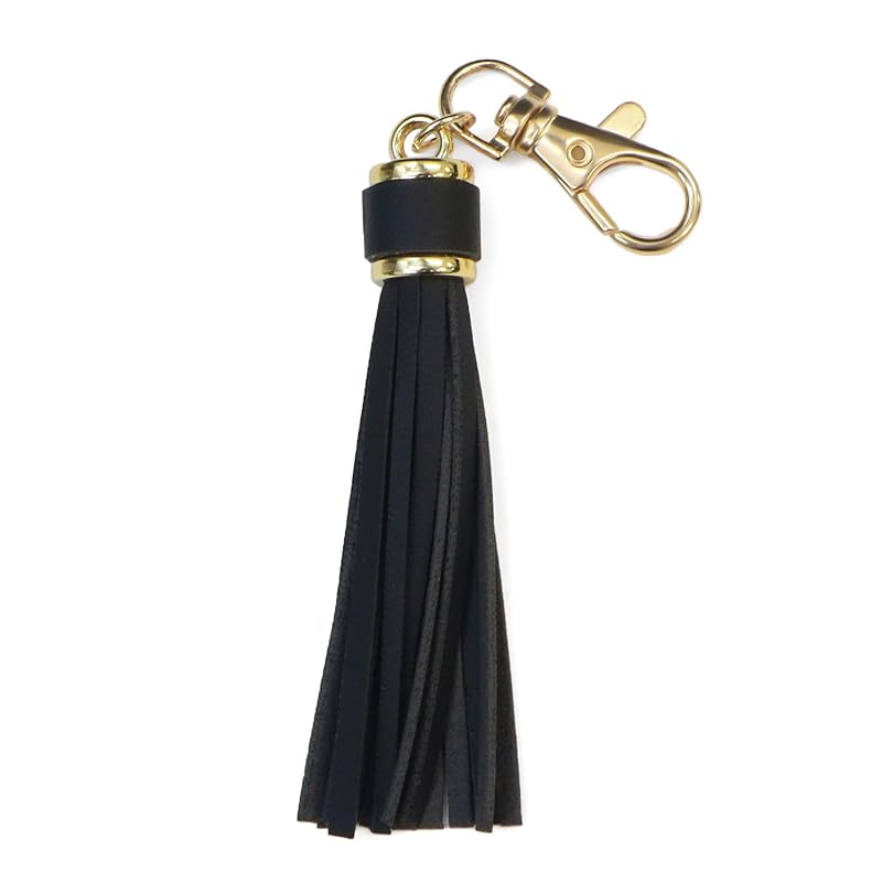 

tassel charm PU leather With eggplant Total length approximately 13cm [black] black Synthetic leather handicraft decoration handmade accessories strap
